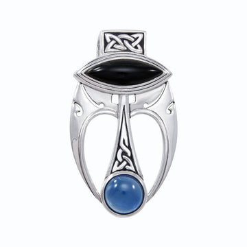 An elegant fusion of art ~ Sterling Silver Celtic Maori Pendant with Gemstone Centerpiece TPD1213 - Jewelry